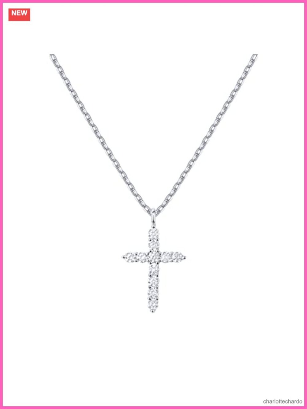 14K Gold Plated Cubic Zirconia Cross Pendant Necklace Women Faith Jewelry
